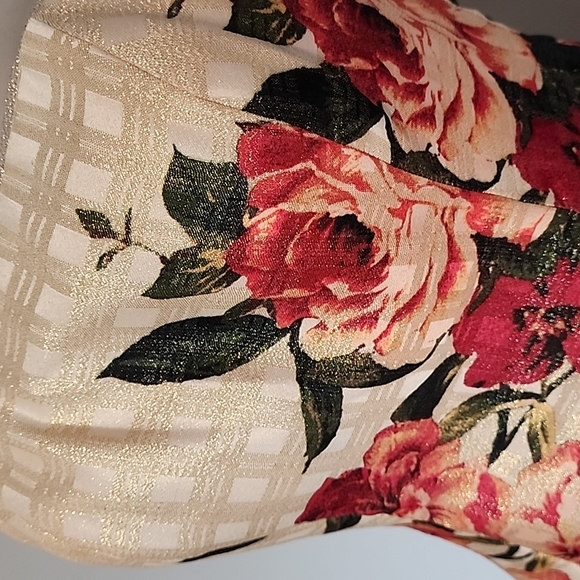 Nicole Miller gold/floral metallic shimmery strapless dress-0 - Picture 2 of 10